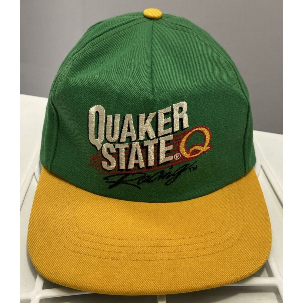 VINTAGE Quaker State‎ Q Racing Nascar Cap Hat Snapback Green Yellow Gift RARE